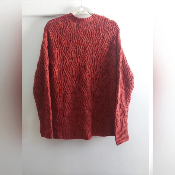 Universal Thread Women's chunky Cable knit open cardigan Rust Red New - Picture 6 of 7